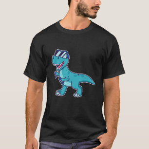 Kawaii Rex Dinosaur Gamer In VR World - VR Headset T-Shirt