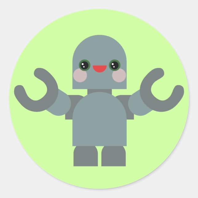 Kawaii Robot Classic Round Sticker (Front)