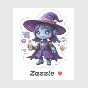 Kawaii Robot Witch Girl Vinyl Cute Tech Sorceress