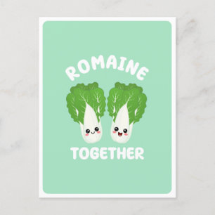 Kawaii Romaine Lettuce Couple Vegetable Food Pun  Postcard