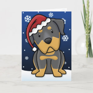 Kawaii Rottweiler Christmas Card