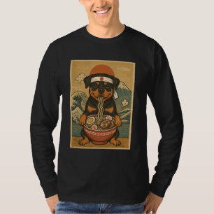 Kawaii Rottweiler Japanese Ramen Noodles T-Shirt