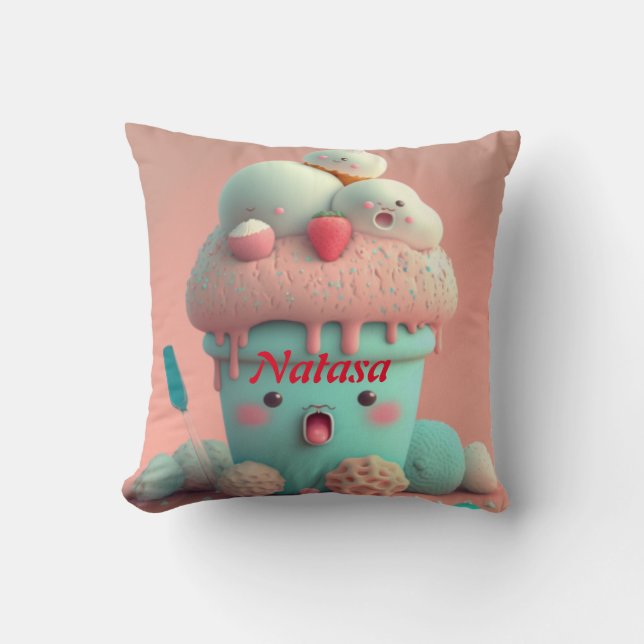 Kawaii  round pillow (Front)