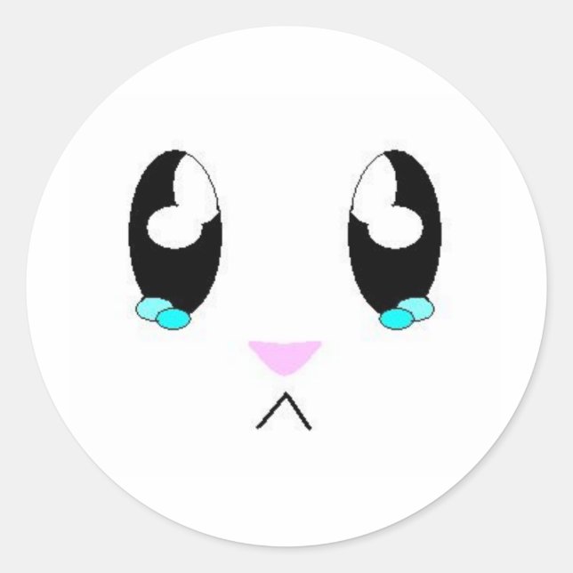 Kawaii Sad Bunny Face Classic Round Sticker (Front)