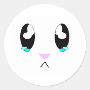 Kawaii Sad Bunny Face Classic Round Sticker