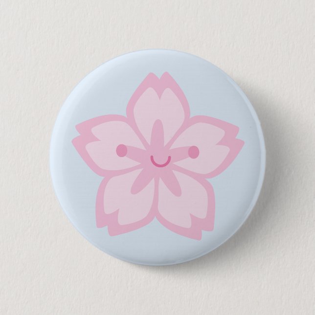 Kawaii Sakura Cherry Blossom Flower 6 Cm Round Badge (Front)