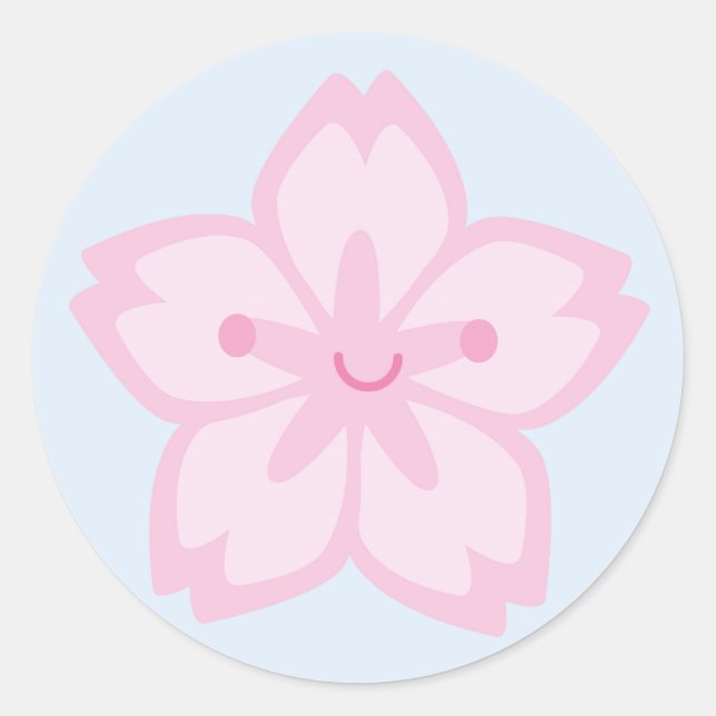 Kawaii Sakura Cherry Blossom Flower Classic Round Sticker (Front)