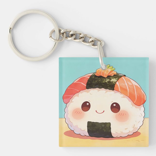 Kawaii Salmon Nigiri Keychain (Front)