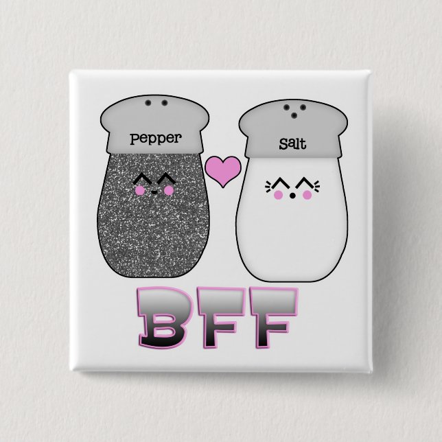 Kawaii Salt n Pepper BFF 15 Cm Square Badge (Front)