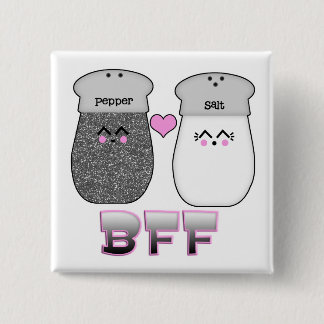 Kawaii Salt n Pepper BFF 15 Cm Square Badge