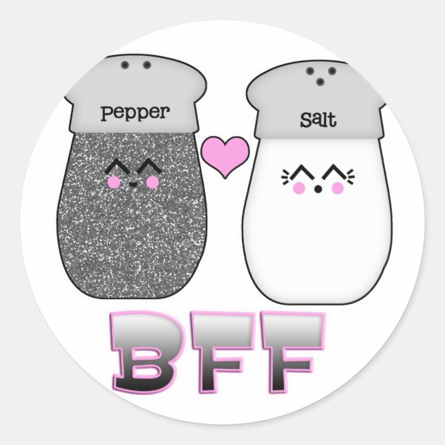 Kawaii Salt n Pepper BFF Classic Round Sticker (Front)