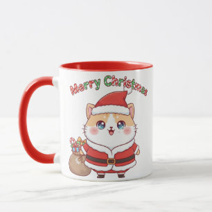 Kawaii Santa Cat Christmas Mug Gift for Cat Lovers