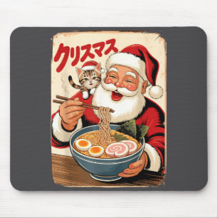Kawaii Santa Eating Ramen Noodles Japanese Christm Mouse Mat