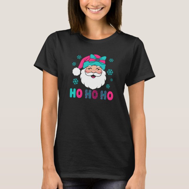 KAWAII SANTA FACE LEOPARD HO HO T-Shirt (Front)
