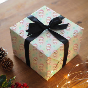 Kawaii Santa pastel pattern  Wrapping Paper