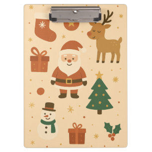 Kawaii Santa & Reindeer – Festive Christmas Clipboard