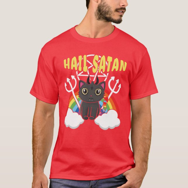 Kawaii Satan Rainbow Devil Metal Music Lover Rock  T-Shirt (Front)