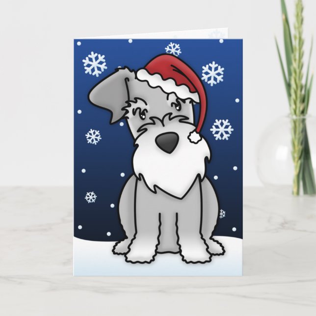 Kawaii Schnauzer Christmas Card (Front)