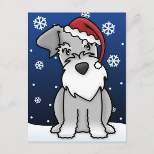 Kawaii Schnauzer Christmas Postcard