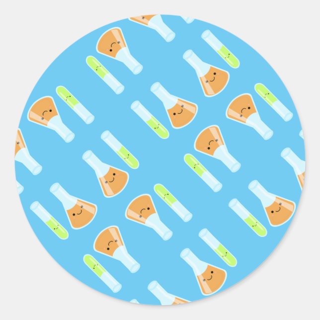 Kawaii Scientist Science Lab Classic Round Sticker (Front)