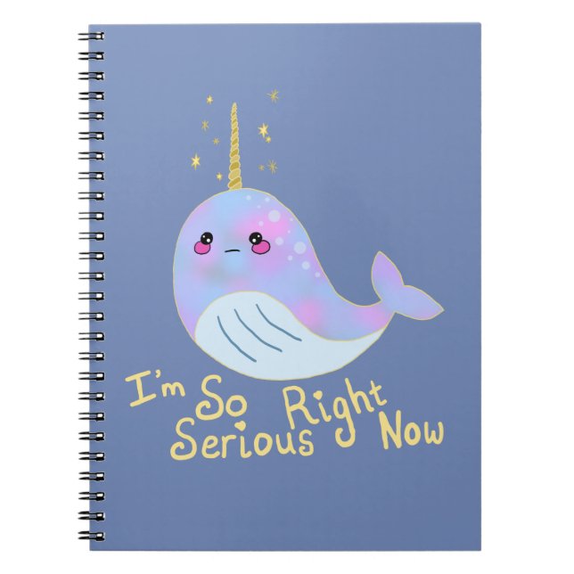 Kawaii Serious Narwhal Notebook (Front)