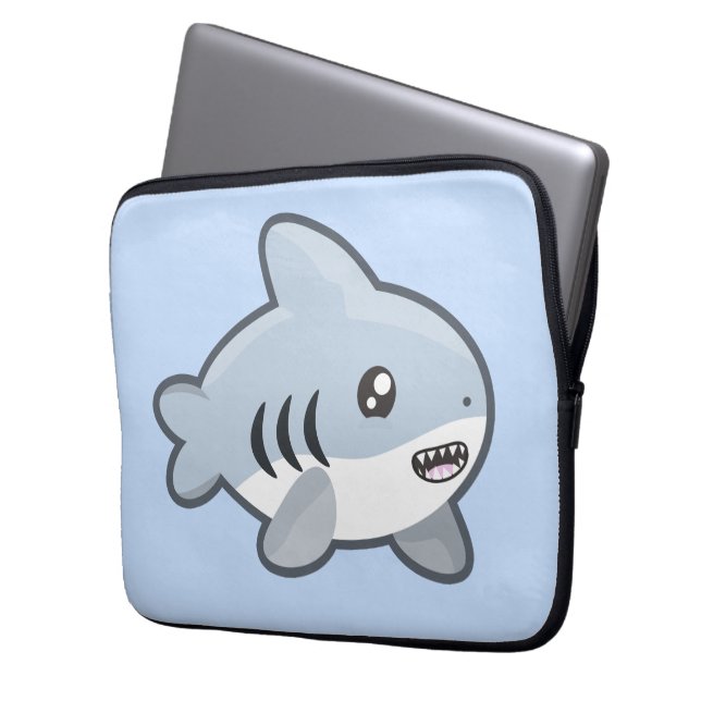 Kawaii Shark Laptop Sleeve (Front Left)