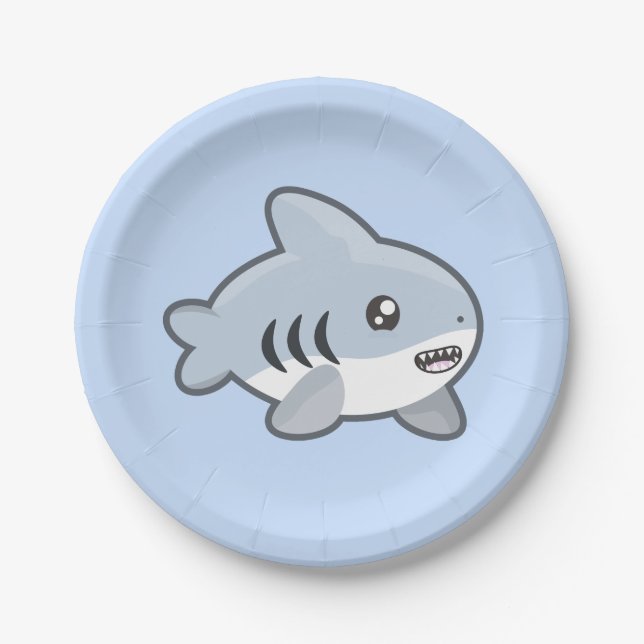 Kawaii Shark Paper Plate (Front)