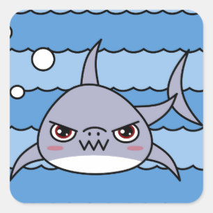Kawaii Shark Square Sticker