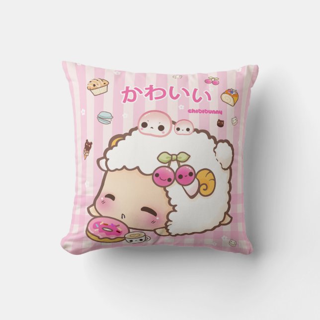 Kawaii sheep and cute doughnut cushion (Front)