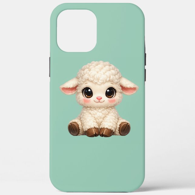 Kawaii Sheep Sitting Happily with Sweet  Case-Mate iPhone Case (Back)