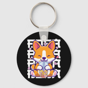 Kawaii Shiba Inu Dog Bubble Tea Boba Anime Gifts G Key Ring