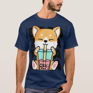 Kawaii Shiba Inu Dog Bubble Tea Boba Anime Neko Ja T-Shirt