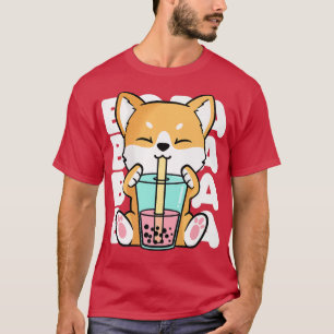 Kawaii Shiba Inu Dog Bubble Tea Boba Anime Neko Ja T-Shirt