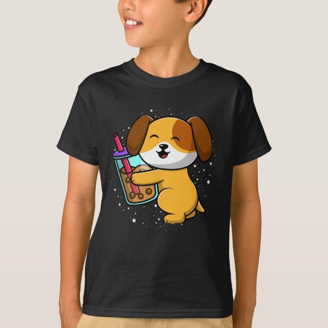 kawaii shiba inu dog bubble tea boba japan corgi  T-Shirt (Front)