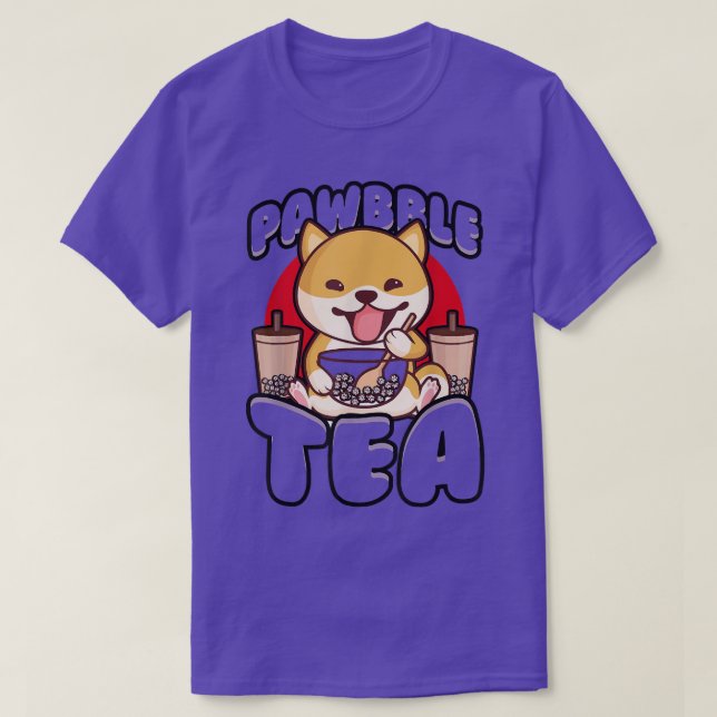 Kawaii Shiba Inu Dog Bubble Tea Kit Boba Anime Nek T-Shirt (Design Front)