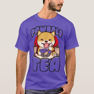 Kawaii Shiba Inu Dog Bubble Tea Kit Boba Anime Nek T-Shirt
