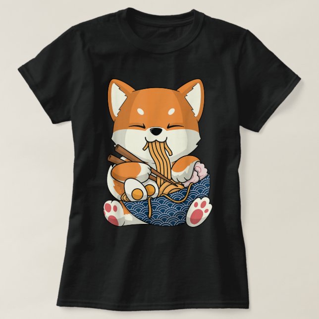 Kawaii Shiba Inu Dog Ramen Japan Corgi  T-Shirt (Design Front)