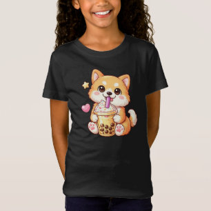Kawaii Shiba Inu Drinking Bubble Tea Unisex T-Shirt