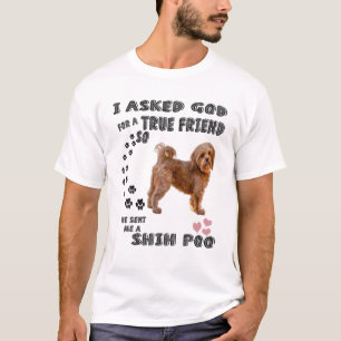 Kawaii Shih Poo Quote Mum, Pooshi Dad Art, Cute Sh T-Shirt
