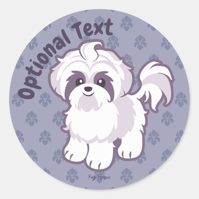 Kawaii Shih Tzu Classic Round Sticker (Front)