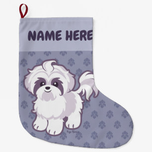 Kawaii Shih Tzu Large Christmas Stocking