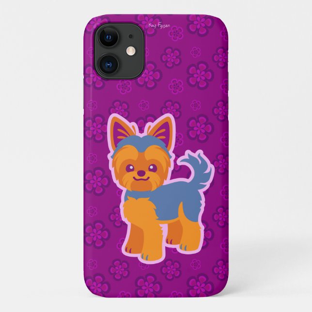 Kawaii Short Hair Yorkie Cartoon Dog Case-Mate iPhone Case (Back)