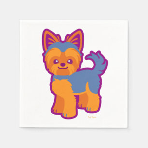 Kawaii Short Hair Yorkie Cartoon Dog Napkin