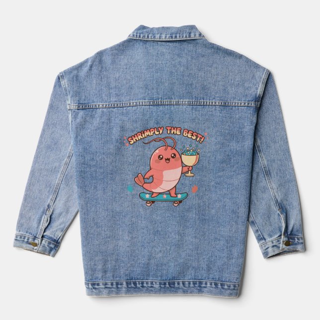 Kawaii Shrimp (ly) the Best  Denim Jacket (Back)