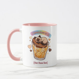 Kawaii Siamese Cat Sleeping on Coffee Aesthetics Mug