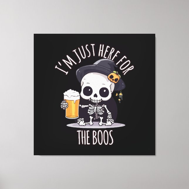 Kawaii Skeleton Halloween Oktoberfest Canvas Print (Front)