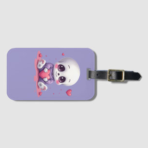 Kawaii Skeleton Holding Heart Luggage Tag