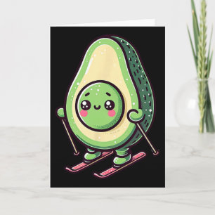 Kawaii Skiing Avocado Funny Snow Slopes Rider Card