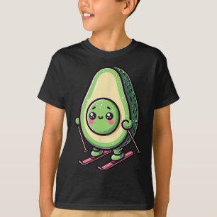 Kawaii Skiing Avocado Funny Snow Slopes Rider T-Shirt