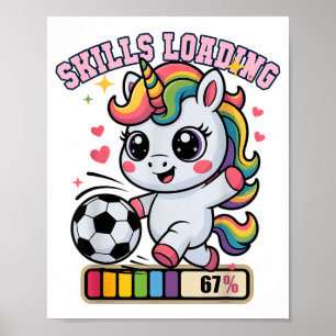 Kawaii Skills Loading 67 Soccer Unicorn Score Game Poster